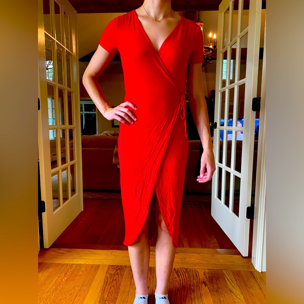 One Clothing, Long Slitted Red Dress, Size Extra Small